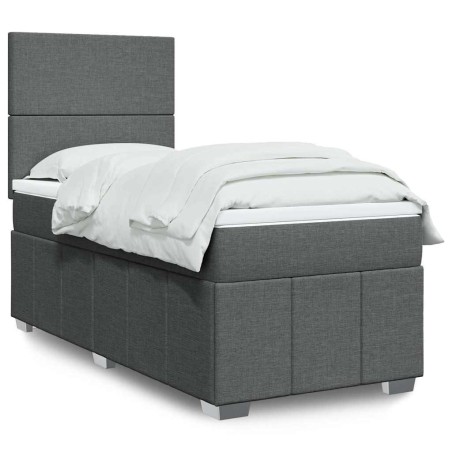 Sommier à lattes de lit avec matelas Gris foncé 80x200 cm Tissu 