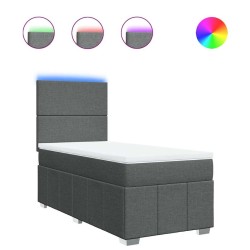Sommier à lattes de lit avec matelas Gris foncé 80x200 cm Tissu 