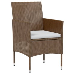 Ensemble à manger de jardin 3pcs Résine tressée Marron 