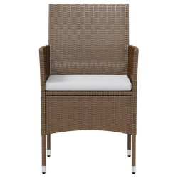 Ensemble à manger de jardin 3pcs Résine tressée Marron 