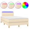 Sommier à lattes de lit matelas et LED crème 120x190 cm tissu 