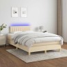 Sommier à lattes de lit matelas et LED crème 120x190 cm tissu 