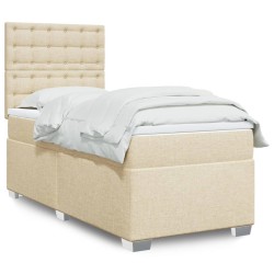 Sommier à lattes de lit avec matelas Crème 90x200 cm Tissu 