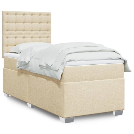 Sommier à lattes de lit avec matelas Crème 90x200 cm Tissu 