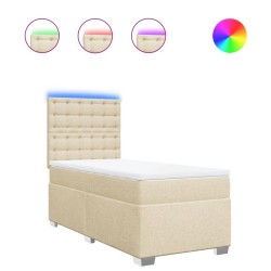 Sommier à lattes de lit avec matelas Crème 90x200 cm Tissu 