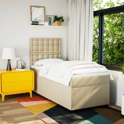 Sommier à lattes de lit avec matelas Crème 90x200 cm Tissu 