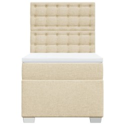 Sommier à lattes de lit avec matelas Crème 90x200 cm Tissu 