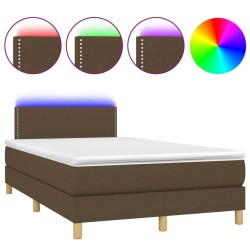 Sommier à lattes de lit matelas et LED marron foncé 120x190 cm 