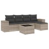 Salon de jardin 6 pcs avec coussins gris clair résine tressée 