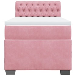 Sommier à lattes de lit avec matelas Rose 100x200 cm Velours 