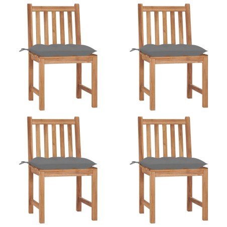Chaises de jardin lot de 4 avec coussins Bois de teck massif 