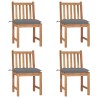 Chaises de jardin lot de 4 avec coussins Bois de teck massif 