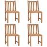 Chaises de jardin lot de 4 avec coussins Bois de teck massif 