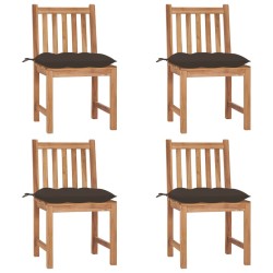 Chaises de jardin lot de 4 avec coussins Bois de teck massif 
