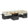 Salon de jardin 7 pcs avec coussins noir résine tressée 