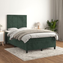 Sommier à lattes de lit avec matelas vert foncé 120x190 cm 
