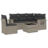 Salon de jardin 6 pcs avec coussins gris clair résine tressée 