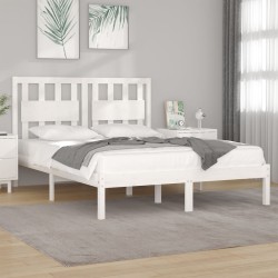 Cadre de lit sans matelas blanc bois de pin massif 