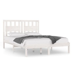 Cadre de lit sans matelas blanc bois de pin massif 