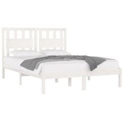Cadre de lit sans matelas blanc bois de pin massif 