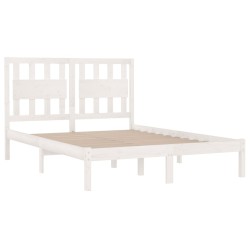 Cadre de lit sans matelas blanc bois de pin massif 