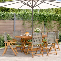 Chaises inclinables de jardin lot de 6 gris rotin bois massif 