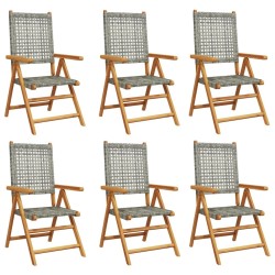 Chaises inclinables de jardin lot de 6 gris rotin bois massif 