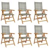 Chaises inclinables de jardin lot de 6 gris rotin bois massif 