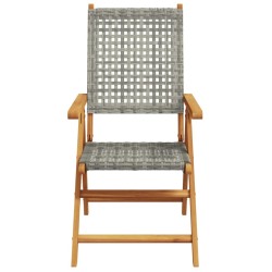 Chaises inclinables de jardin lot de 6 gris rotin bois massif 