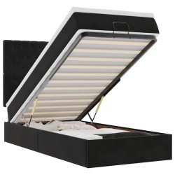 Cadre de lit ottoman avec matelas noir 80x200 cm velours 