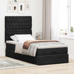 Cadre de lit ottoman avec matelas noir 80x200 cm velours 