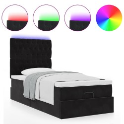 Cadre de lit ottoman avec matelas noir 80x200 cm velours 