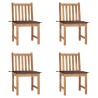Chaises de jardin lot de 4 avec coussins Bois de teck massif 