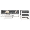 Salon de jardin 6 pcs blanc bois de pin massif 
