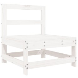 Salon de jardin 6 pcs blanc bois de pin massif 