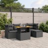 Salon de jardin 6 pcs avec coussins noir résine tressée 