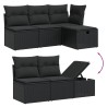 Salon de jardin 6 pcs avec coussins noir résine tressée 