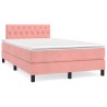 Sommier à lattes de lit avec matelas rose 120x190 cm velours 