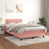 Sommier à lattes de lit avec matelas rose 120x190 cm velours 