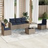 Salon de jardin 6 pcs avec coussins gris résine tressée 