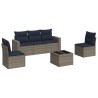 Salon de jardin 6 pcs avec coussins gris résine tressée 