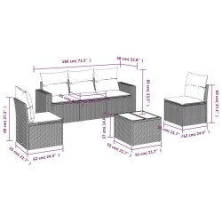 Salon de jardin 6 pcs avec coussins gris résine tressée 