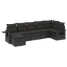 Salon de jardin 7 pcs avec coussins noir résine tressée 