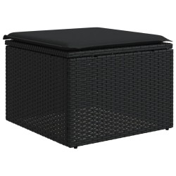 Salon de jardin 7 pcs avec coussins noir résine tressée 