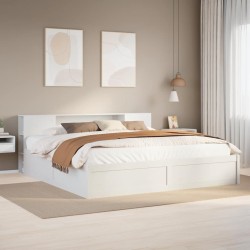 Cadre de lit sans matelas blanc 180x200 cm bois massif de pin 
