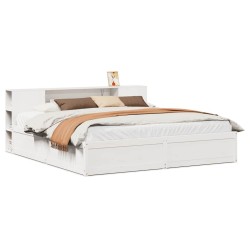 Cadre de lit sans matelas blanc 180x200 cm bois massif de pin 
