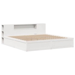 Cadre de lit sans matelas blanc 180x200 cm bois massif de pin 