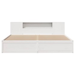 Cadre de lit sans matelas blanc 180x200 cm bois massif de pin 