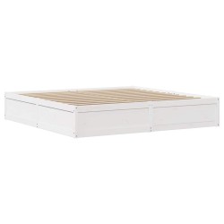 Cadre de lit sans matelas blanc 180x200 cm bois massif de pin 