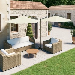 Parasol de jardin double avec mât en acier sable 600 cm 